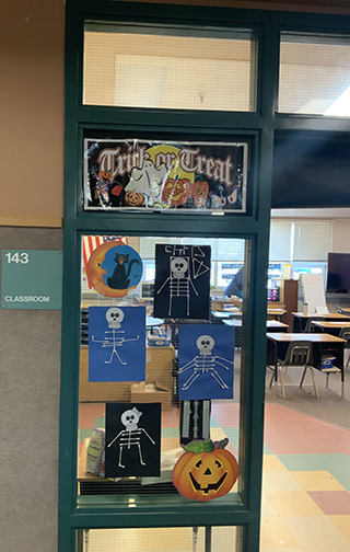 Classroom Door Decorated for Halloween