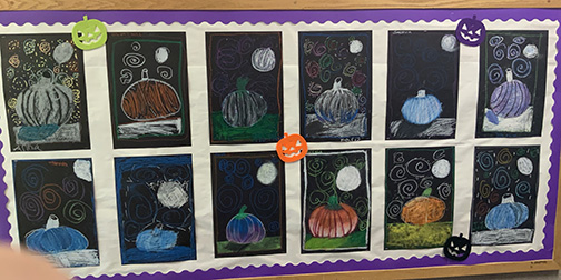 Pumpkins at Night Bulletin Board