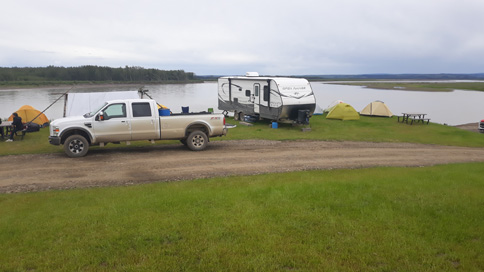 Trailers parked for camping